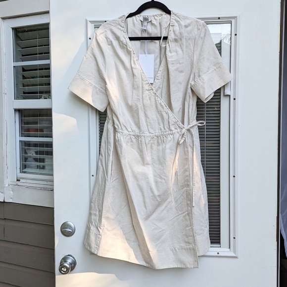 COS Dresses & Skirts - New COS linen blend wrap cream mini dress, size M